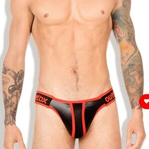 Outtox (Maskulo) Red/Black Low Rise Jockstrap. JS144-10-L.